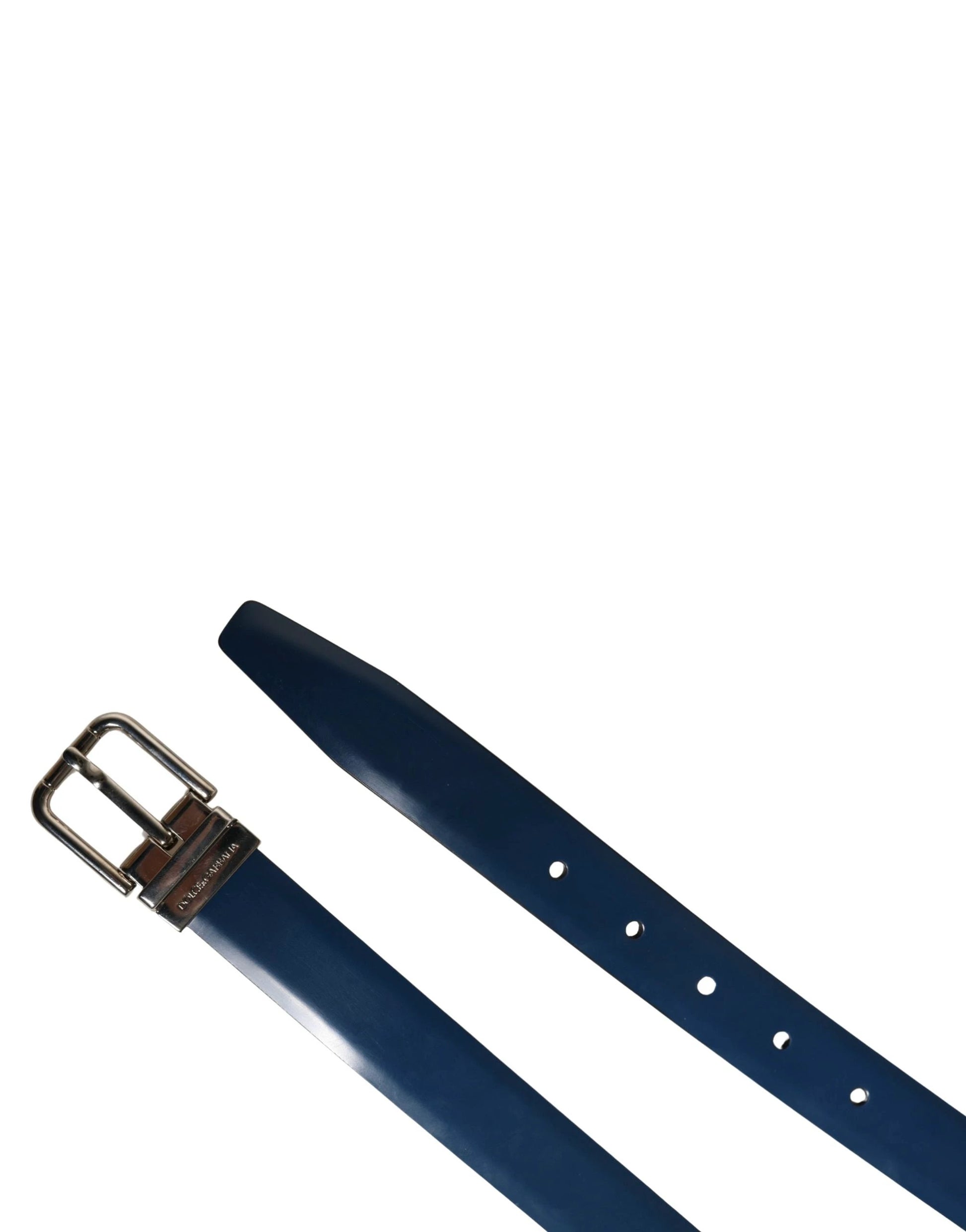 Dolce & Gabbana Men Blue Classic Leather Metal Buckle Belt by Dolce & Gabbana