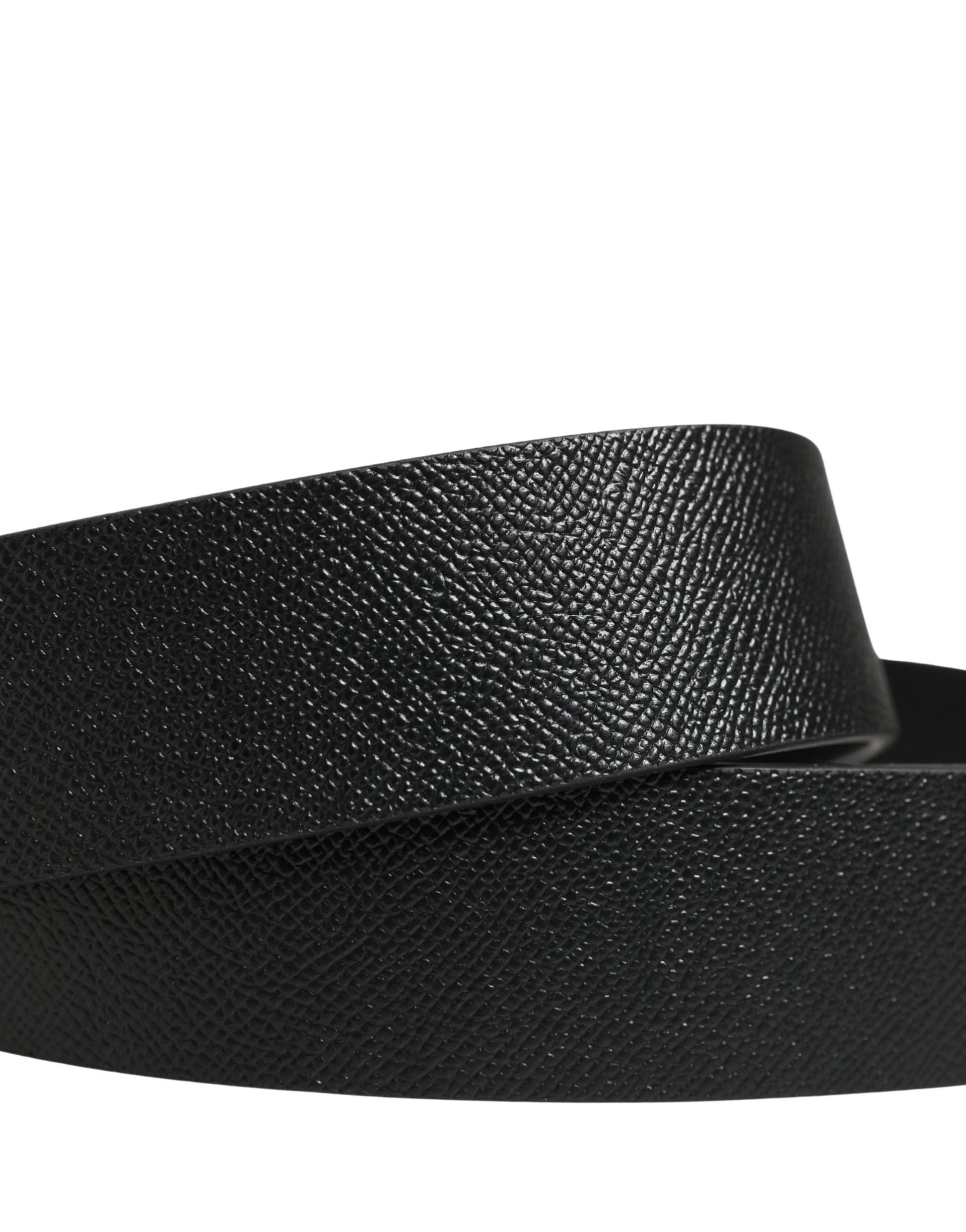 Dolce & Gabbana Men Black Leather DG Logo Metal Buckle Belt by Dolce & Gabbana