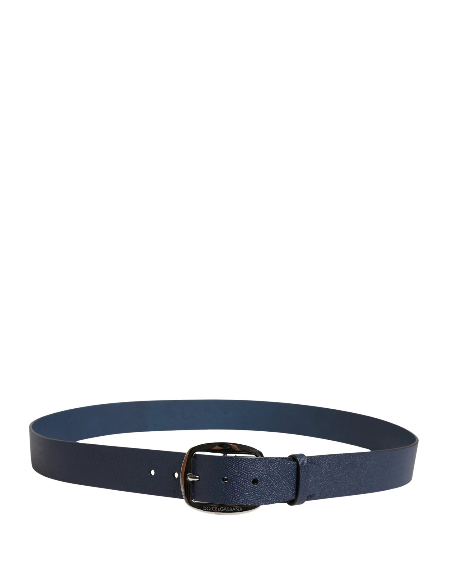 Dolce & Gabbana Men Blue Classic Leather Metal Buckle Belt by Dolce & Gabbana