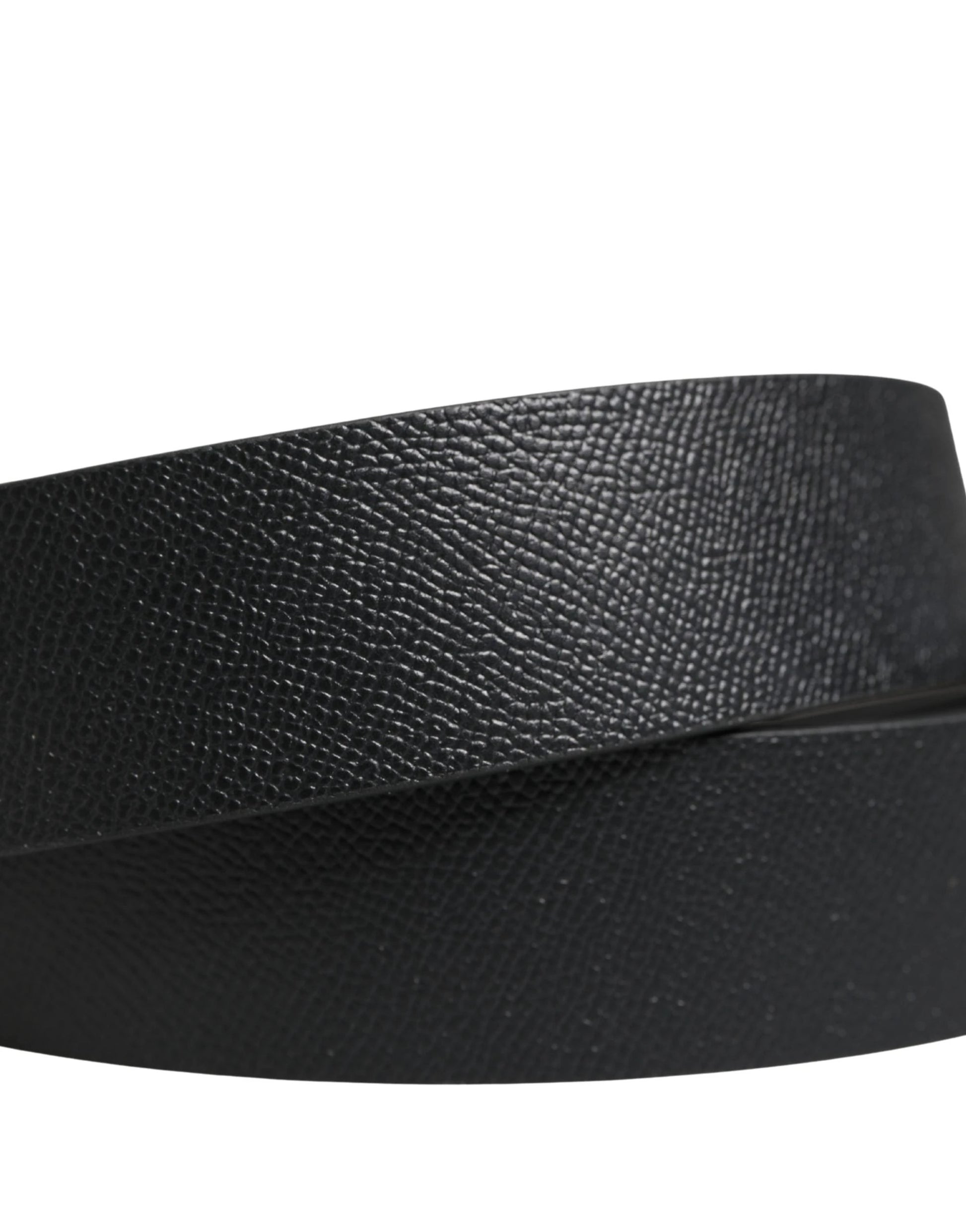Dolce & Gabbana Men Black Classic Leather Metal Buckle Belt by Dolce & Gabbana