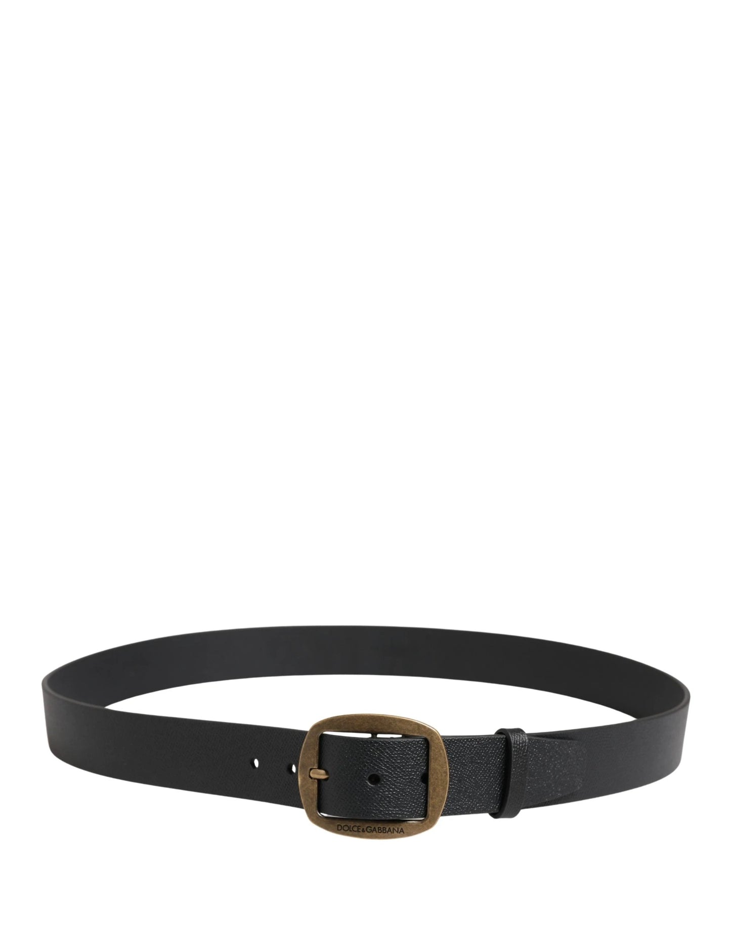 Dolce & Gabbana Men Black Classic Leather Metal Buckle Belt by Dolce & Gabbana