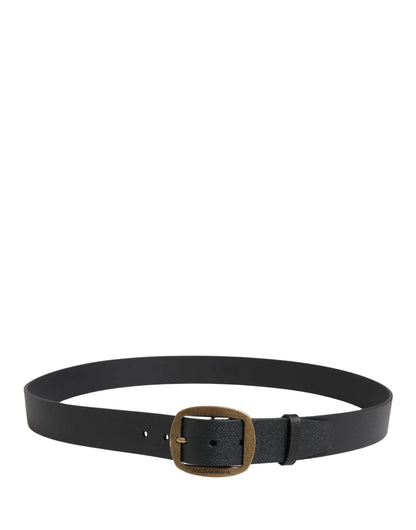 Dolce & Gabbana Men Black Classic Leather Metal Buckle Belt by Dolce & Gabbana