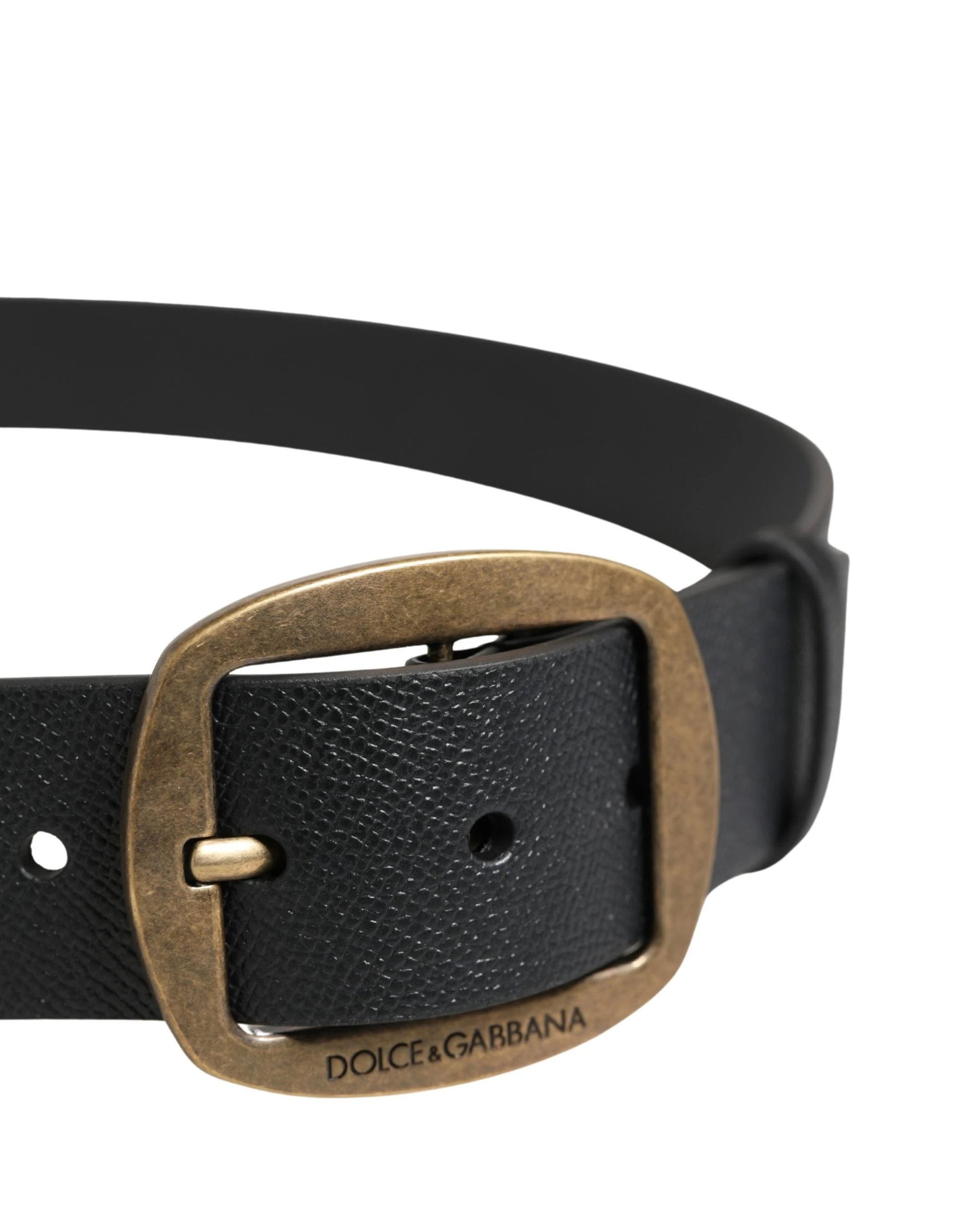 Dolce & Gabbana Men Black Classic Leather Metal Buckle Belt by Dolce & Gabbana