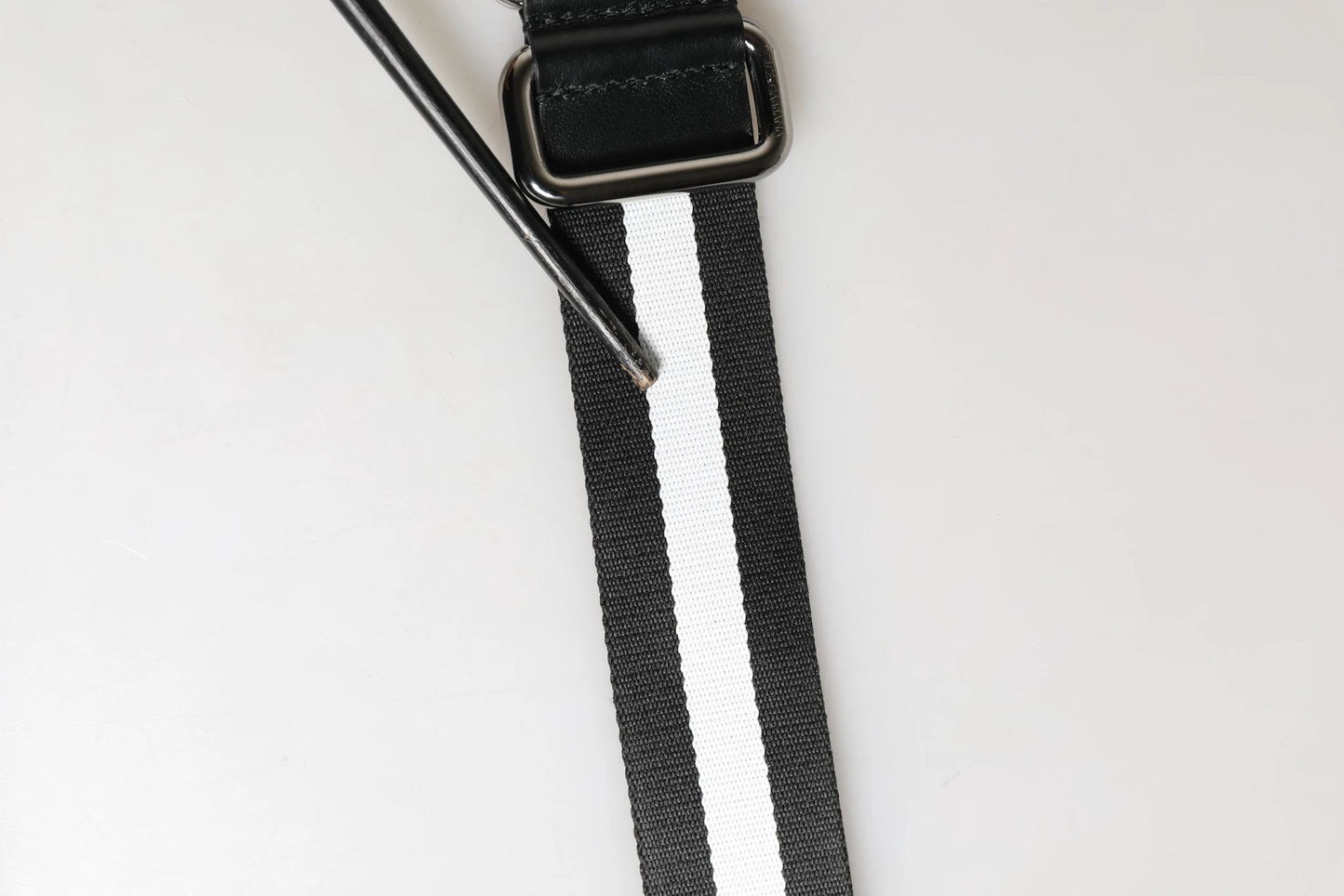 Dolce & Gabbana Men Black White Nylon Logo Metal Buckle Belt by Dolce & Gabbana