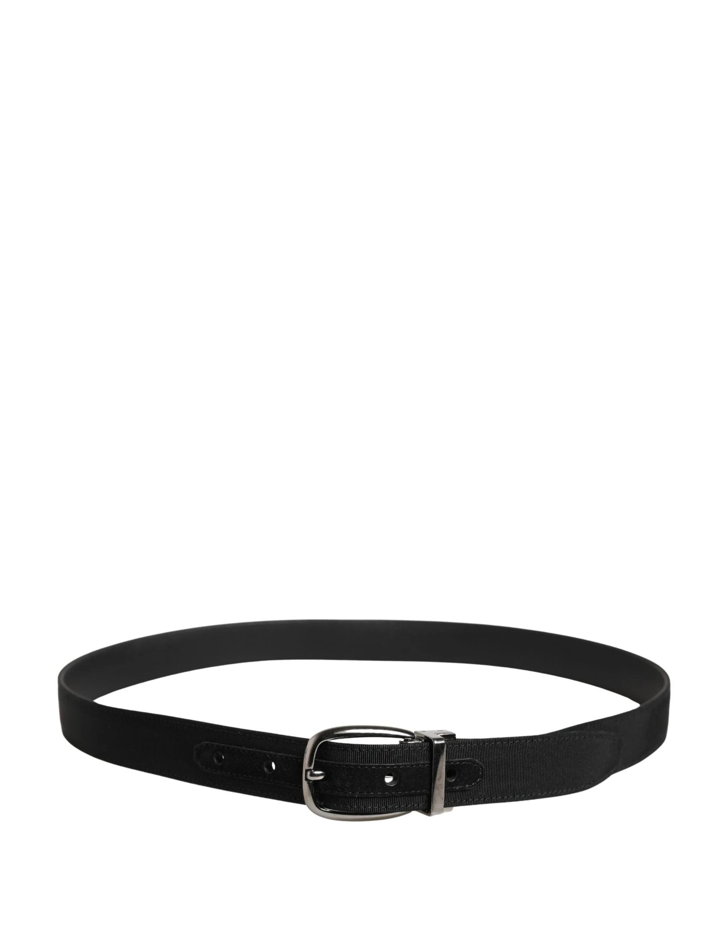 Dolce & Gabbana Men Black Viscose Silver Metal Buckle Belt by Dolce & Gabbana