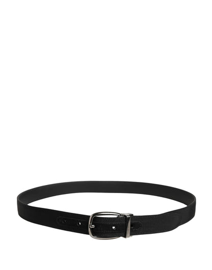 Dolce & Gabbana Men Black Viscose Silver Metal Buckle Belt by Dolce & Gabbana