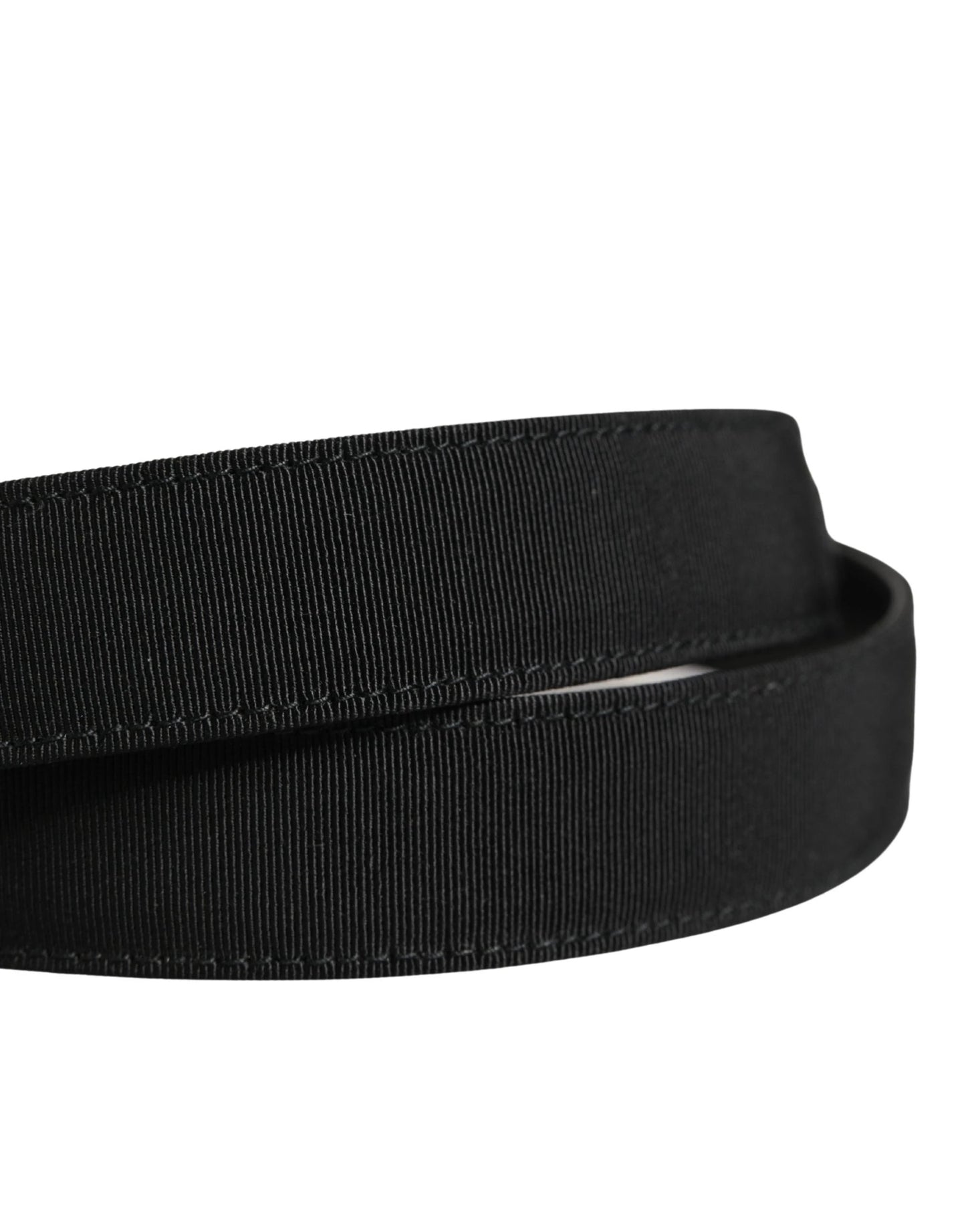 Dolce & Gabbana Men Black Viscose Silver Metal Buckle Belt by Dolce & Gabbana