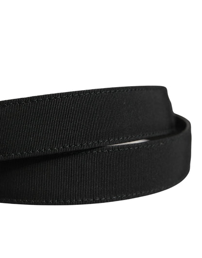 Dolce & Gabbana Men Black Viscose Silver Metal Buckle Belt by Dolce & Gabbana