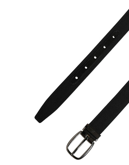 Dolce & Gabbana Men Black Viscose Silver Metal Buckle Belt by Dolce & Gabbana