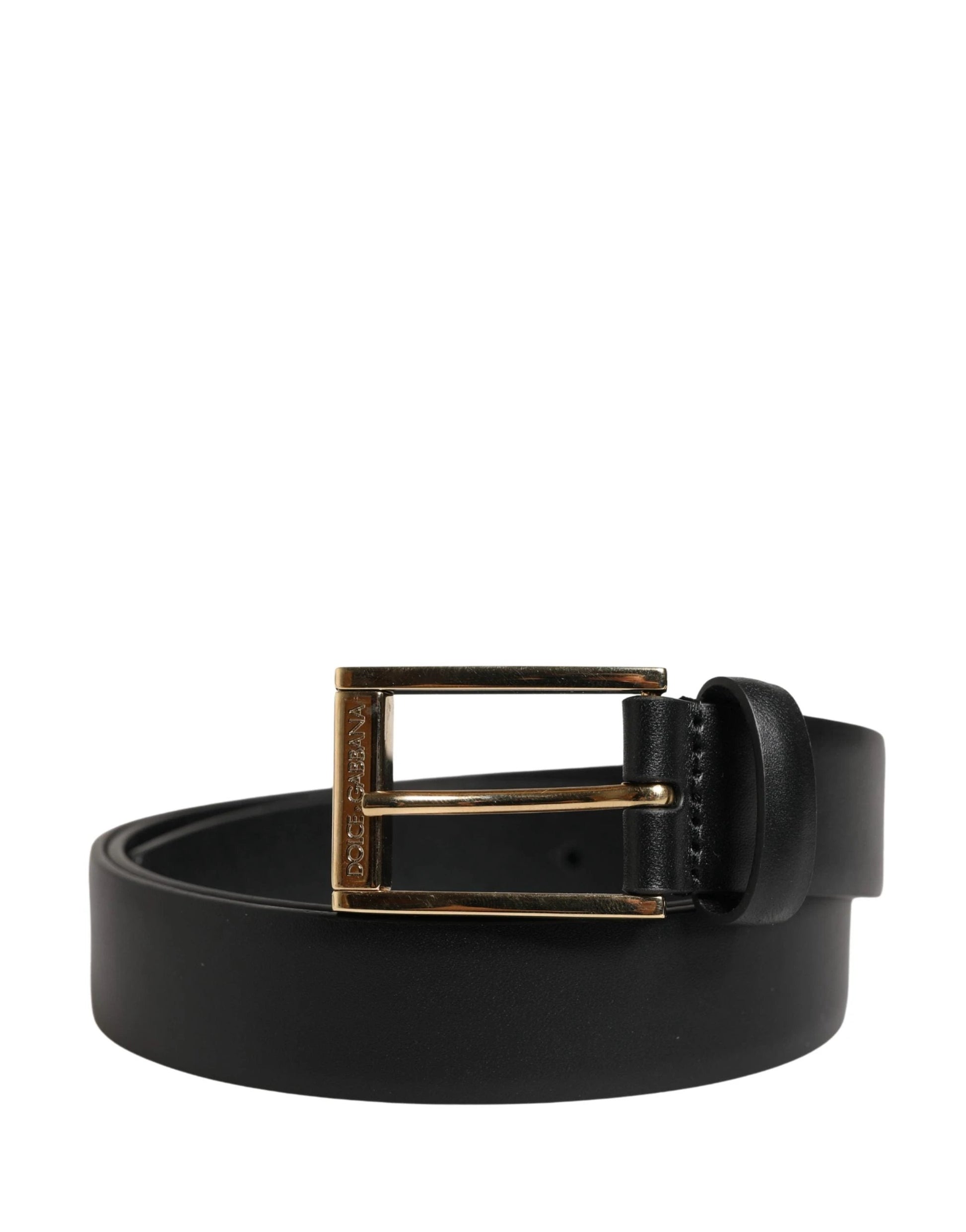 Dolce & Gabbana Men Black Classic Leather Metal Buckle Belt by Dolce & Gabbana