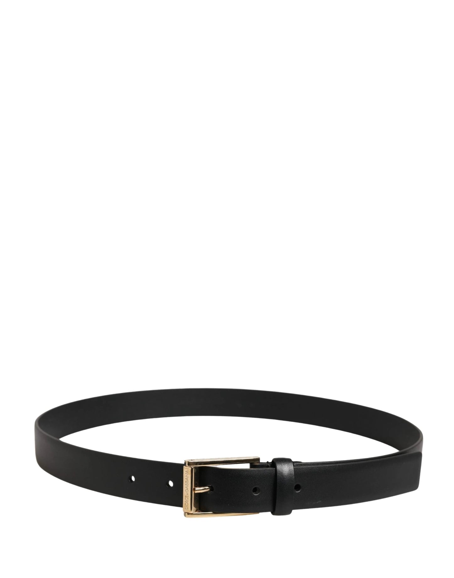 Dolce & Gabbana Men Black Classic Leather Metal Buckle Belt by Dolce & Gabbana