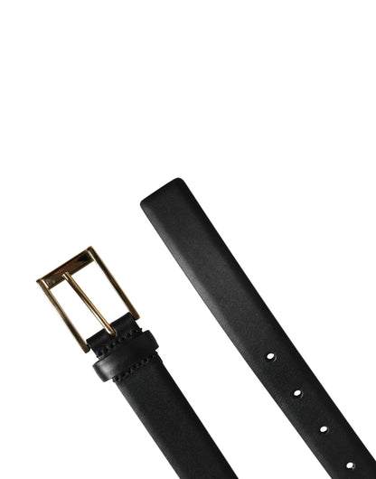 Dolce & Gabbana Men Black Classic Leather Metal Buckle Belt by Dolce & Gabbana