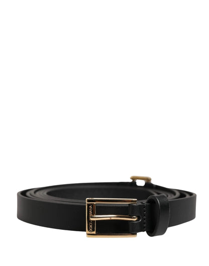 Dolce & Gabbana Belt Men Black Leather Classic Metal Buckle by Dolce & Gabbana