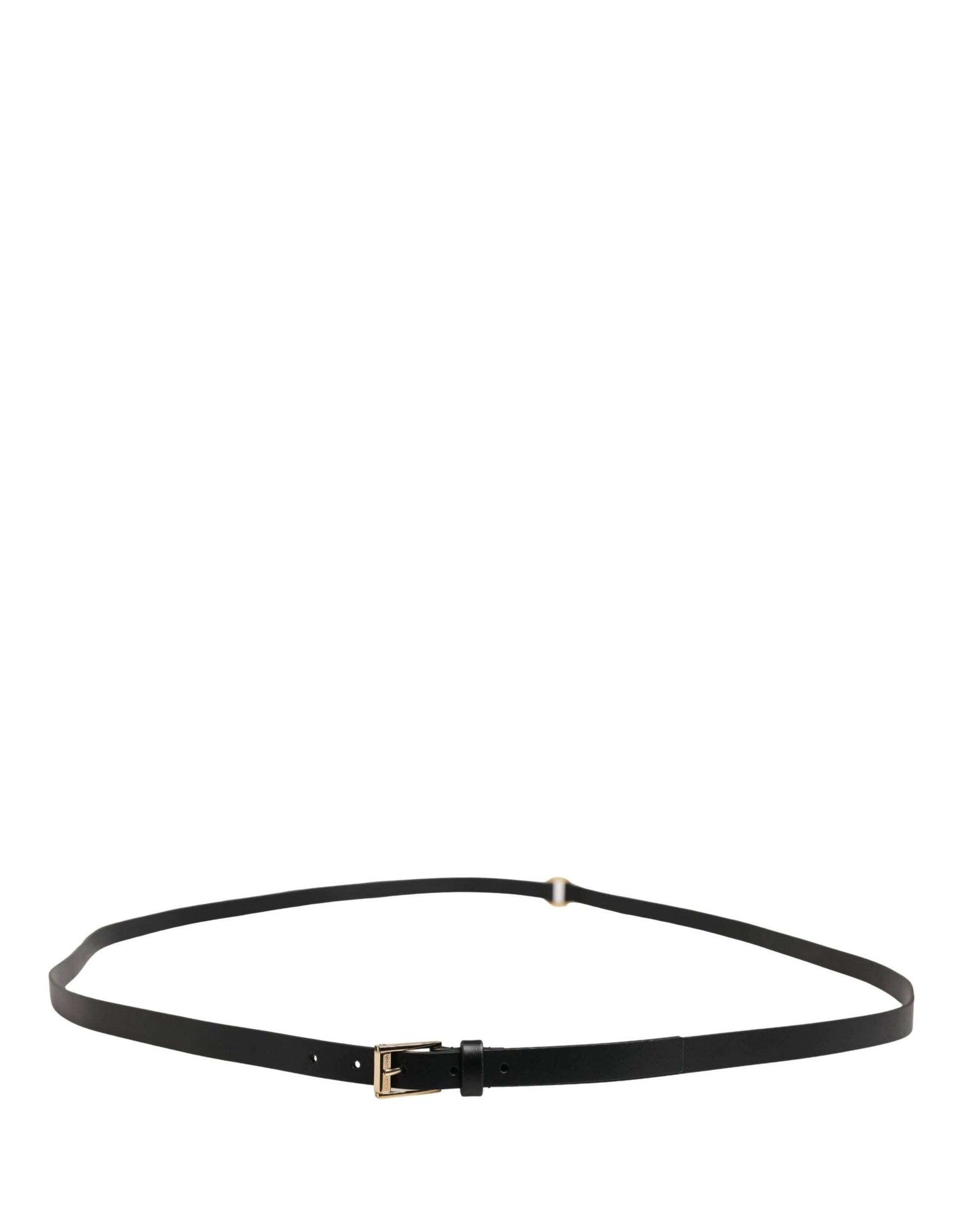 Dolce & Gabbana Belt Men Black Leather Classic Metal Buckle by Dolce & Gabbana