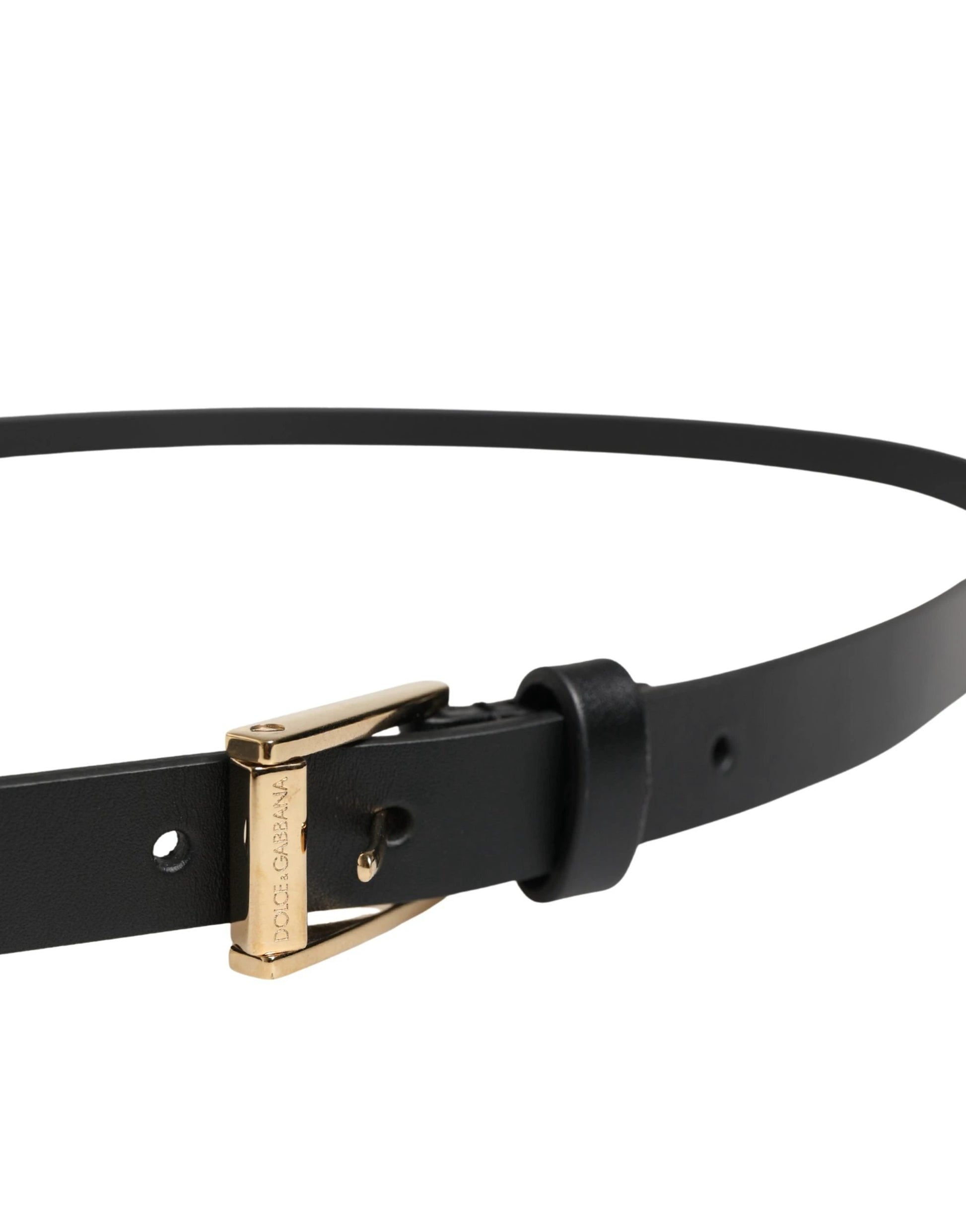 Dolce & Gabbana Belt Men Black Leather Classic Metal Buckle by Dolce & Gabbana