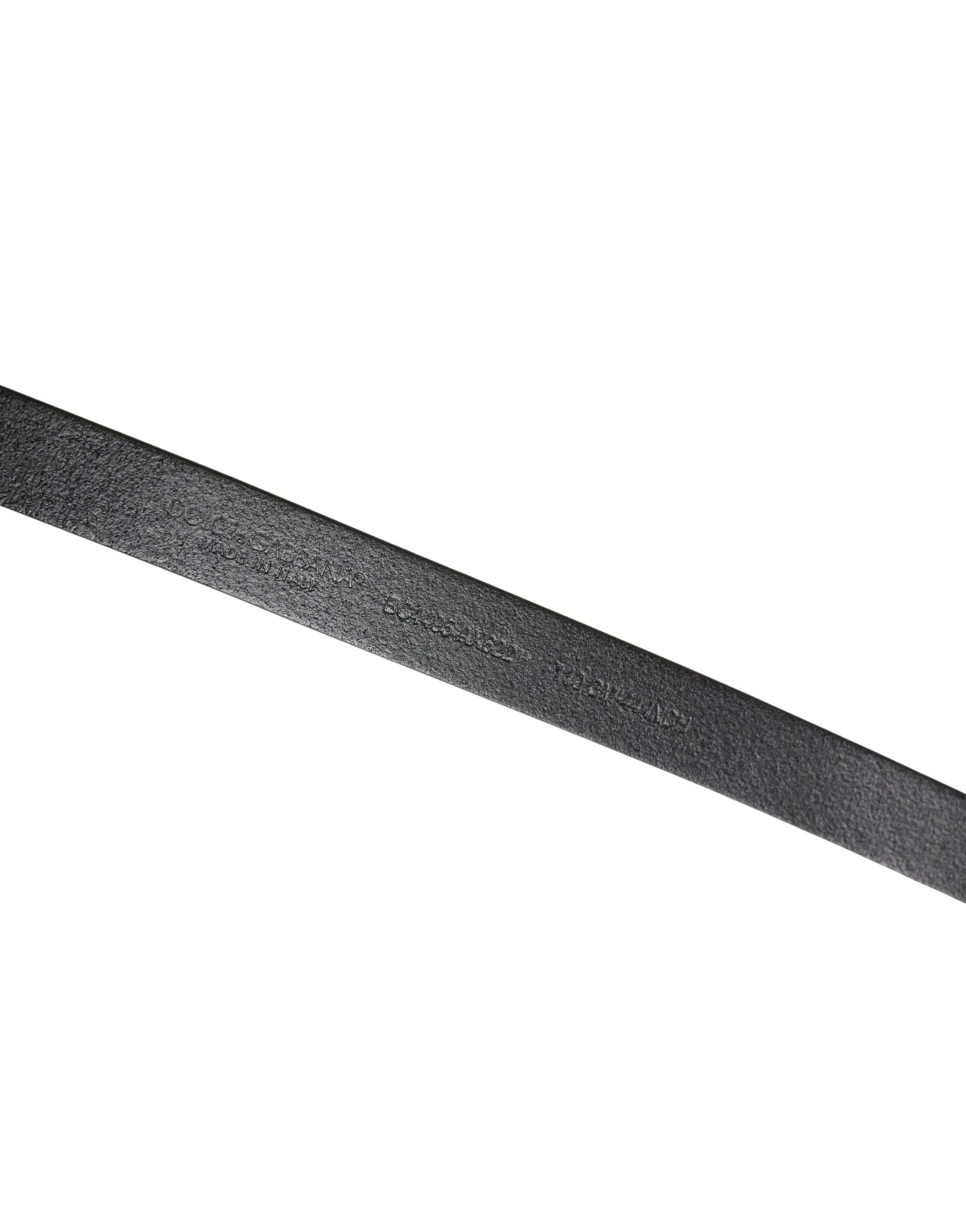 Dolce & Gabbana Belt Men Black Leather Classic Metal Buckle by Dolce & Gabbana