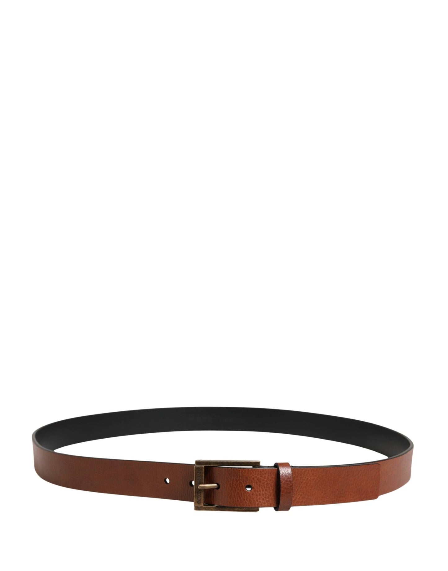 Dolce & Gabbana Men Brown Leather Classic Metal Buckle Belt by Dolce & Gabbana