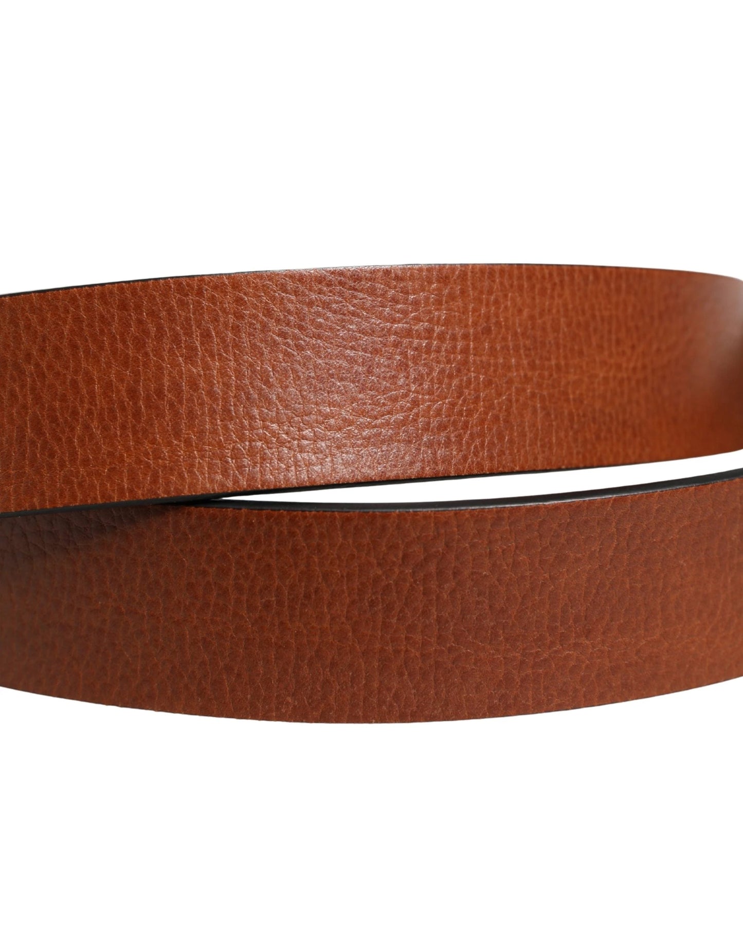 Dolce & Gabbana Men Brown Leather Classic Metal Buckle Belt by Dolce & Gabbana