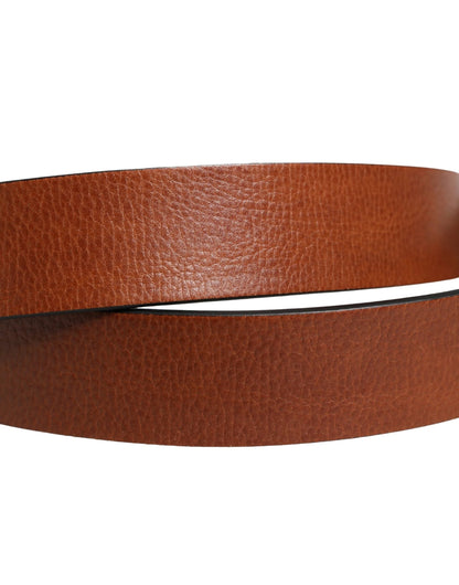 Dolce & Gabbana Men Brown Leather Classic Metal Buckle Belt by Dolce & Gabbana
