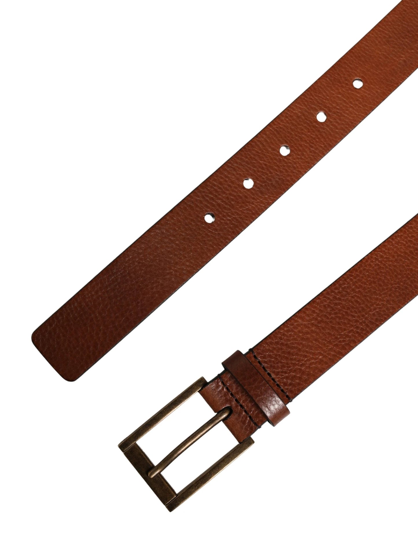 Dolce & Gabbana Men Brown Leather Classic Metal Buckle Belt by Dolce & Gabbana