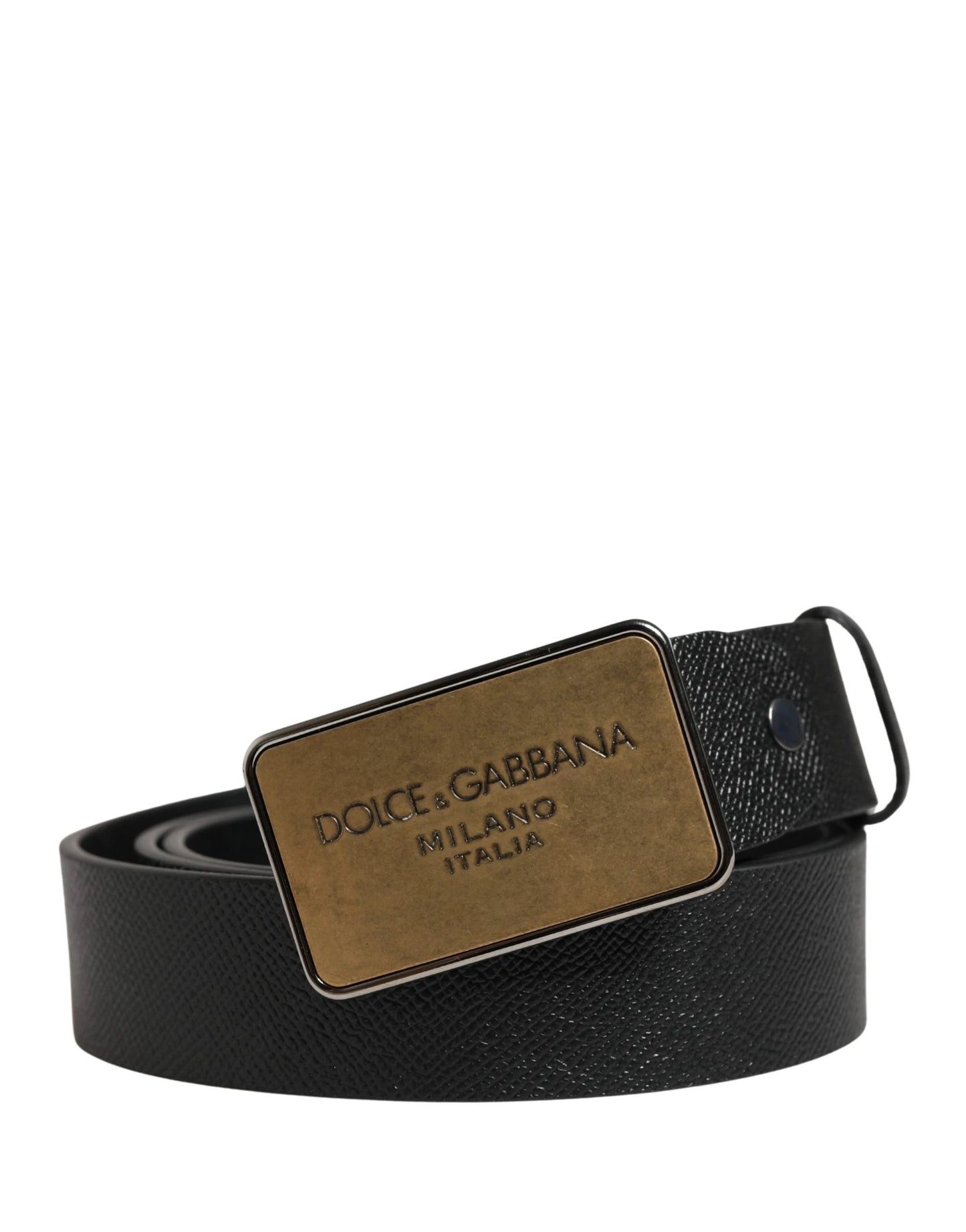 Dolce & Gabbana Black Classic Calf Leather Metal Buckle Belt by Dolce & Gabbana