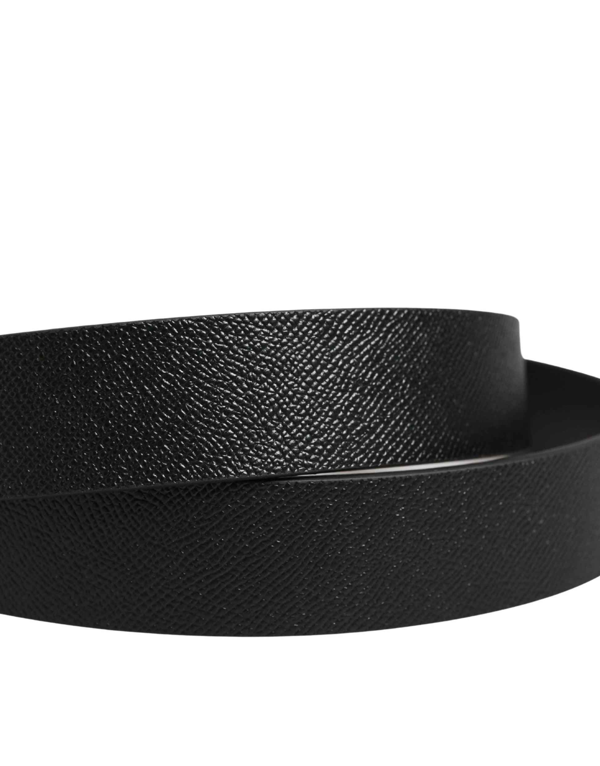 Dolce & Gabbana Black Classic Calf Leather Metal Buckle Belt by Dolce & Gabbana
