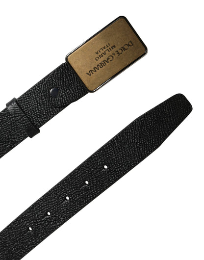 Dolce & Gabbana Black Classic Calf Leather Metal Buckle Belt by Dolce & Gabbana