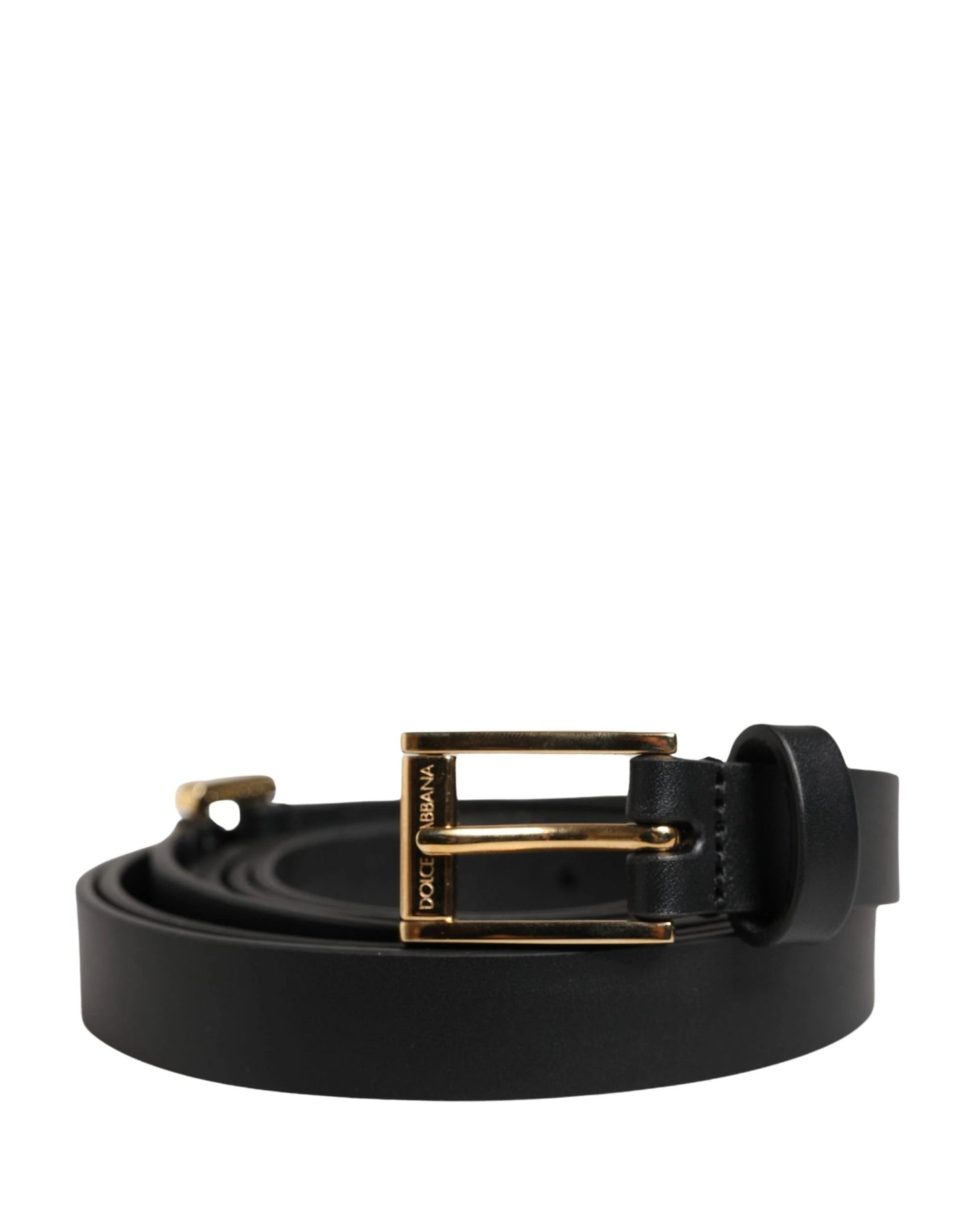 Dolce & Gabbana Men Black Leather Classic Metal Buckle Belt by Dolce & Gabbana
