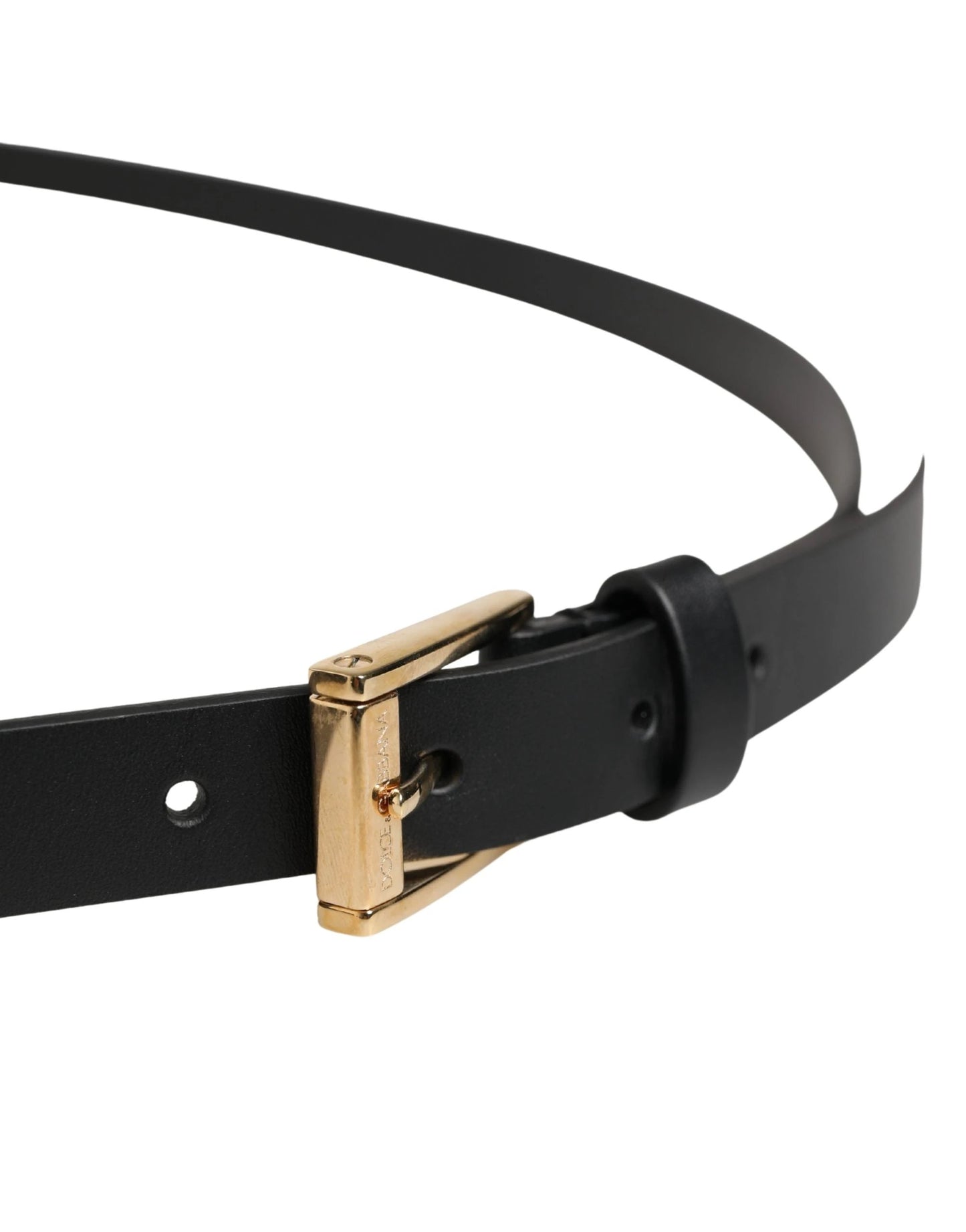 Dolce & Gabbana Men Black Leather Classic Metal Buckle Belt by Dolce & Gabbana