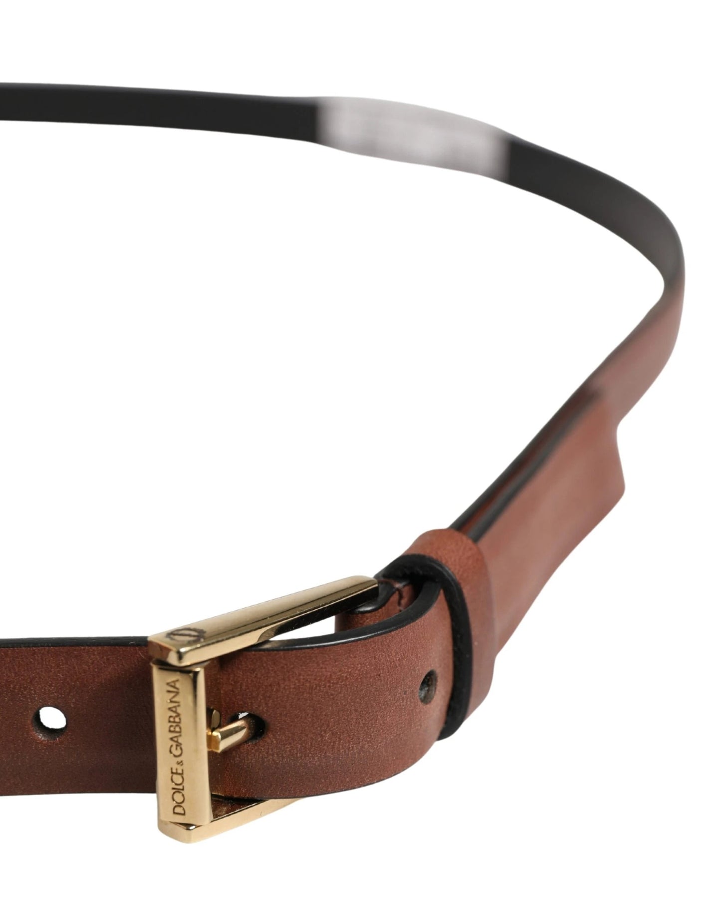 Dolce & Gabbana Men Brown Leather Classic Metal Buckle Belt by Dolce & Gabbana
