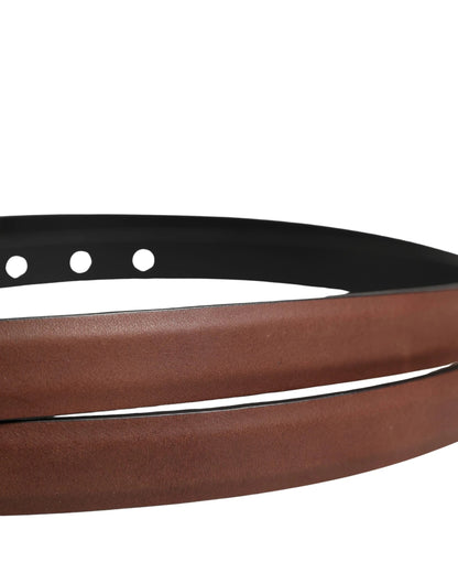Dolce & Gabbana Men Brown Leather Classic Metal Buckle Belt by Dolce & Gabbana