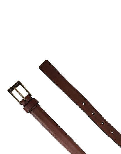 Dolce & Gabbana Men Brown Leather Classic Metal Buckle Belt by Dolce & Gabbana