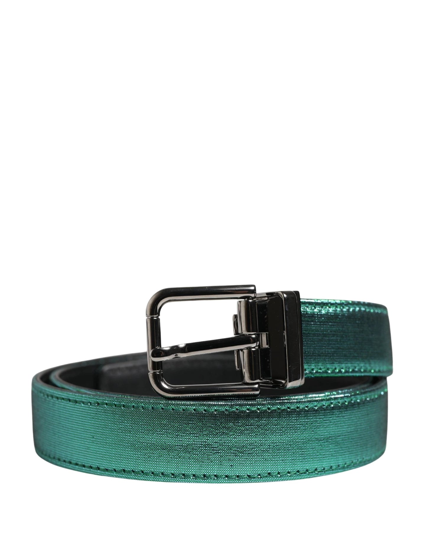 Dolce & Gabbana Men Green Lurex Polyester Metal Buckle Belt by Dolce & Gabbana