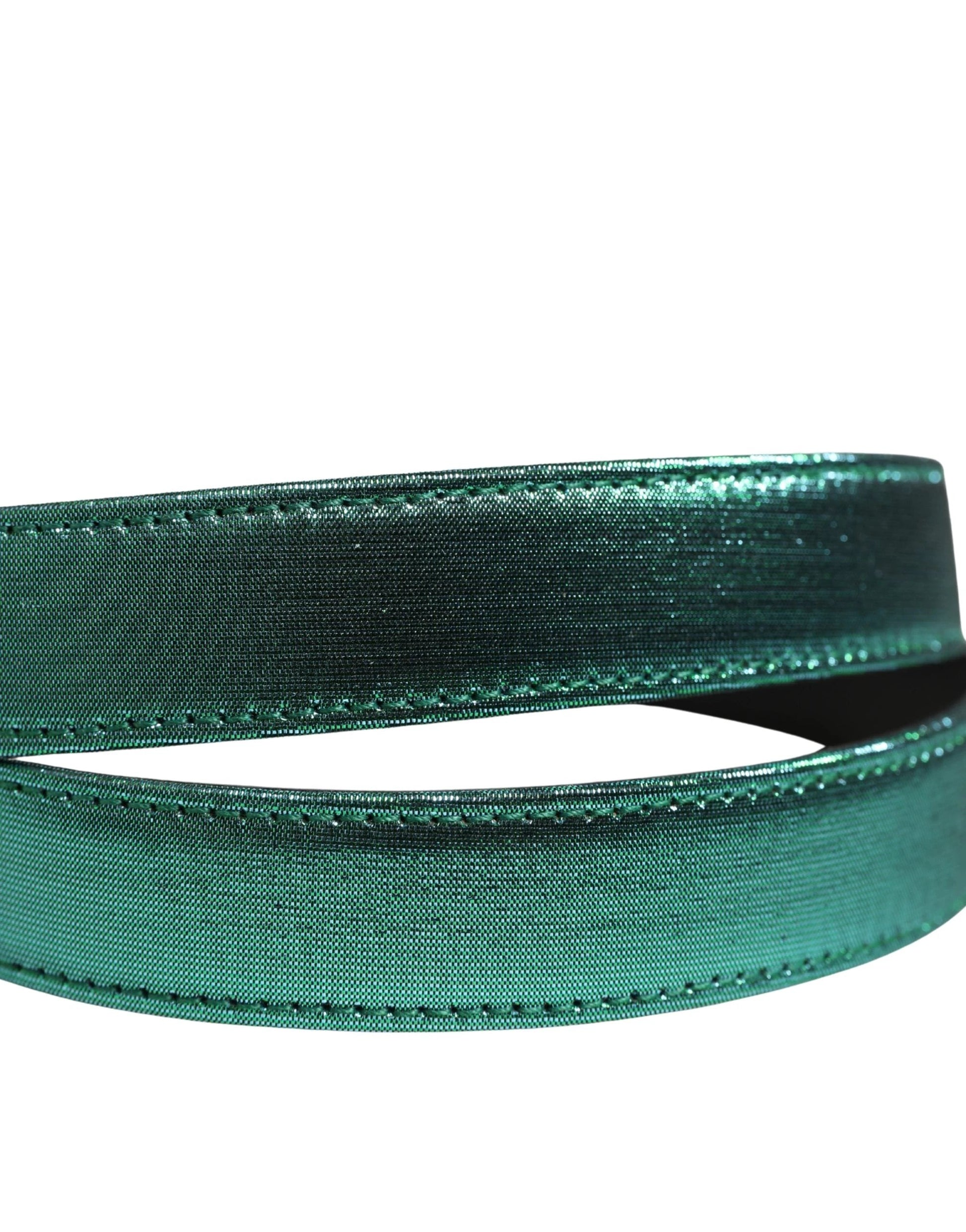 Dolce & Gabbana Men Green Lurex Polyester Metal Buckle Belt by Dolce & Gabbana