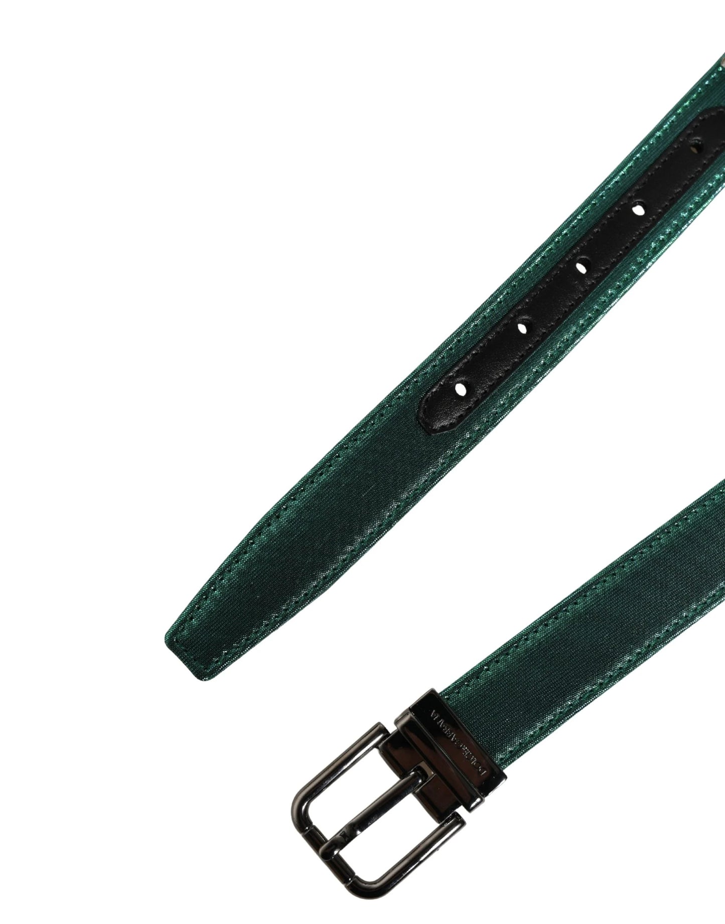 Dolce & Gabbana Men Green Lurex Polyester Metal Buckle Belt by Dolce & Gabbana