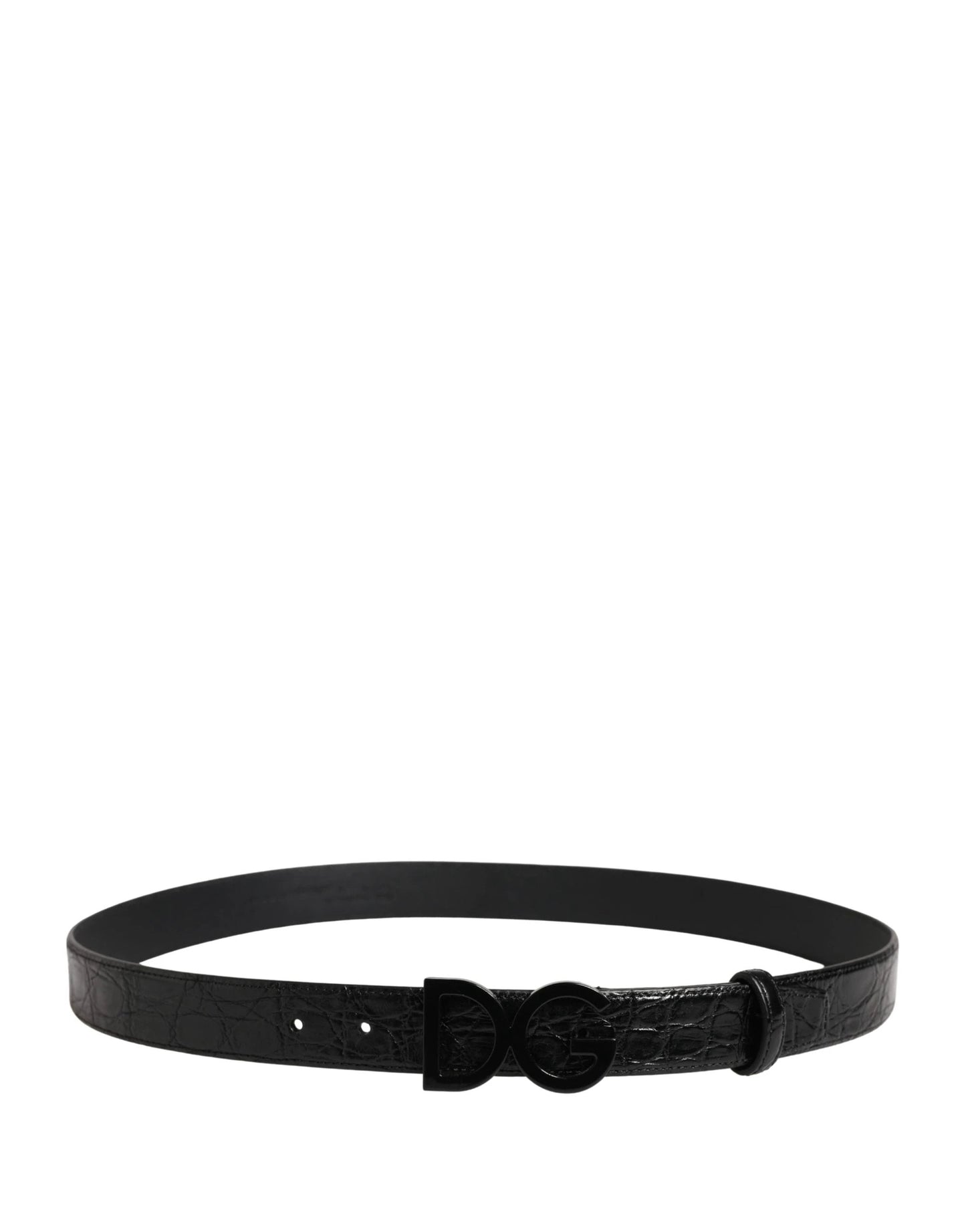 Dolce & Gabbana Men Black Exotic Leather Logo Buckle Belt by Dolce & Gabbana