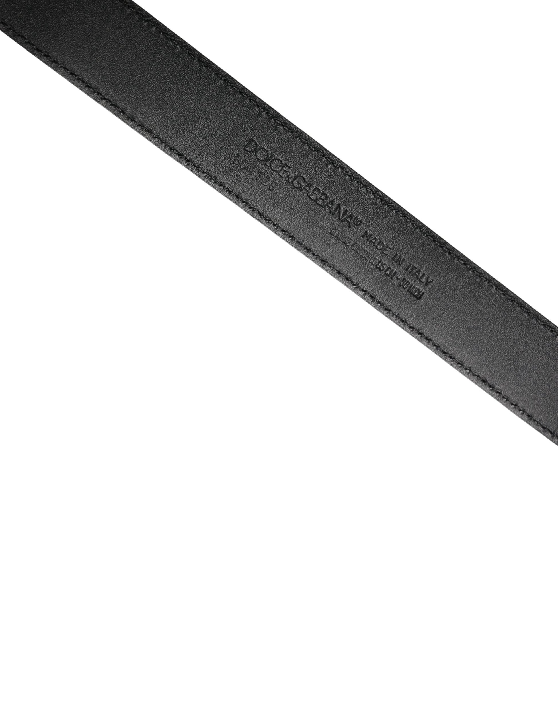 Dolce & Gabbana Men Black Exotic Leather Logo Buckle Belt by Dolce & Gabbana