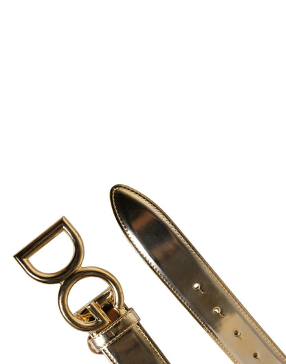 Dolce & Gabbana Gold Leather Black Crystals Metal Buckle Belt by Dolce & Gabbana