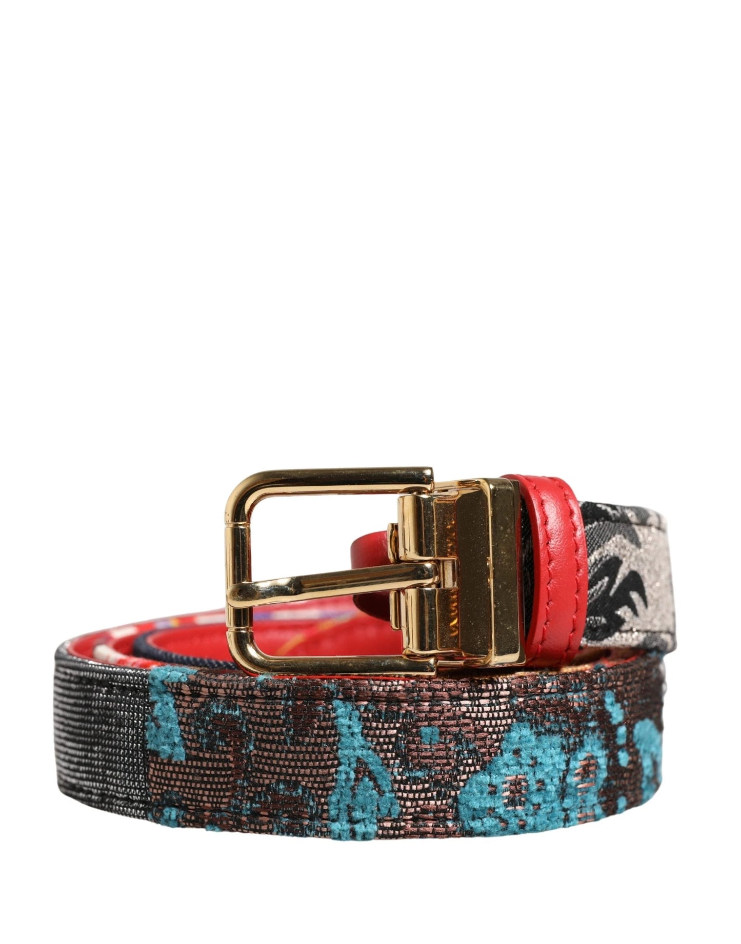 Dolce & Gabbana Multicolor Floral Jacquard Metal Buckle Belt by Dolce & Gabbana