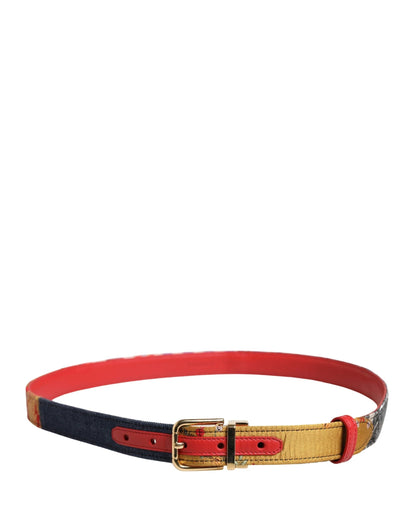 Dolce & Gabbana Multicolor Floral Jacquard Metal Buckle Belt by Dolce & Gabbana