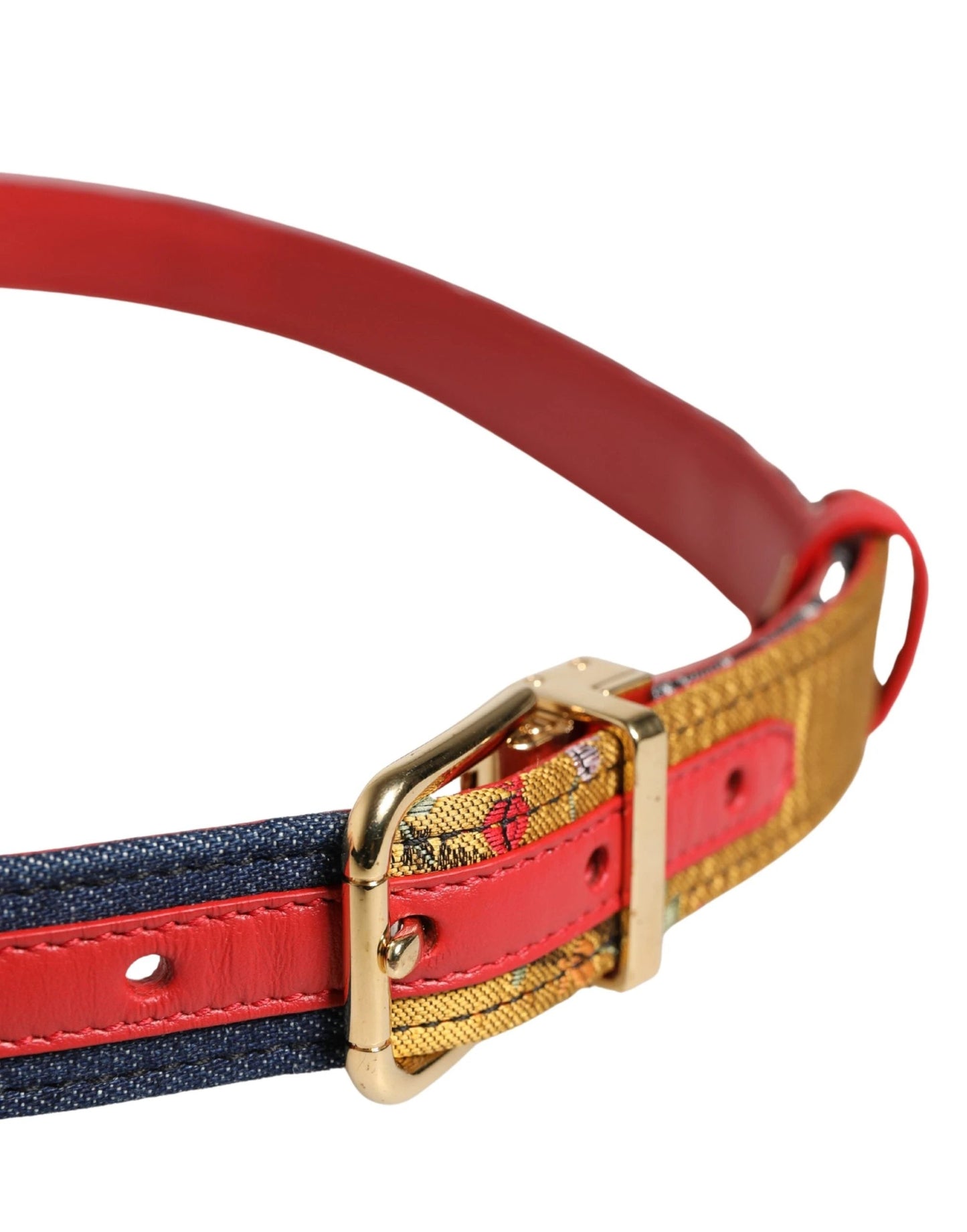 Dolce & Gabbana Multicolor Floral Jacquard Metal Buckle Belt by Dolce & Gabbana