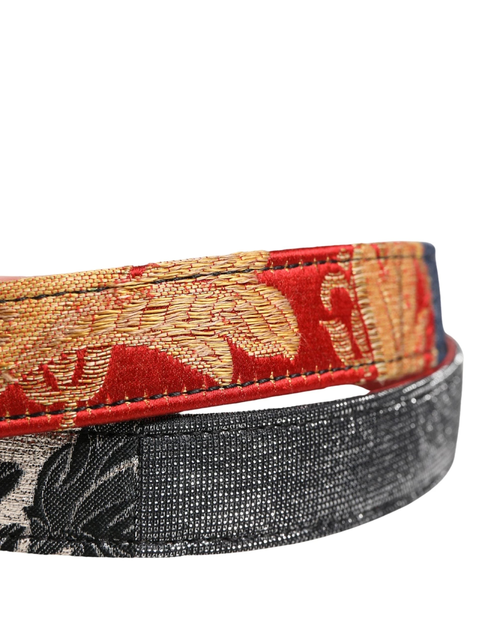 Dolce & Gabbana Multicolor Floral Jacquard Metal Buckle Belt by Dolce & Gabbana