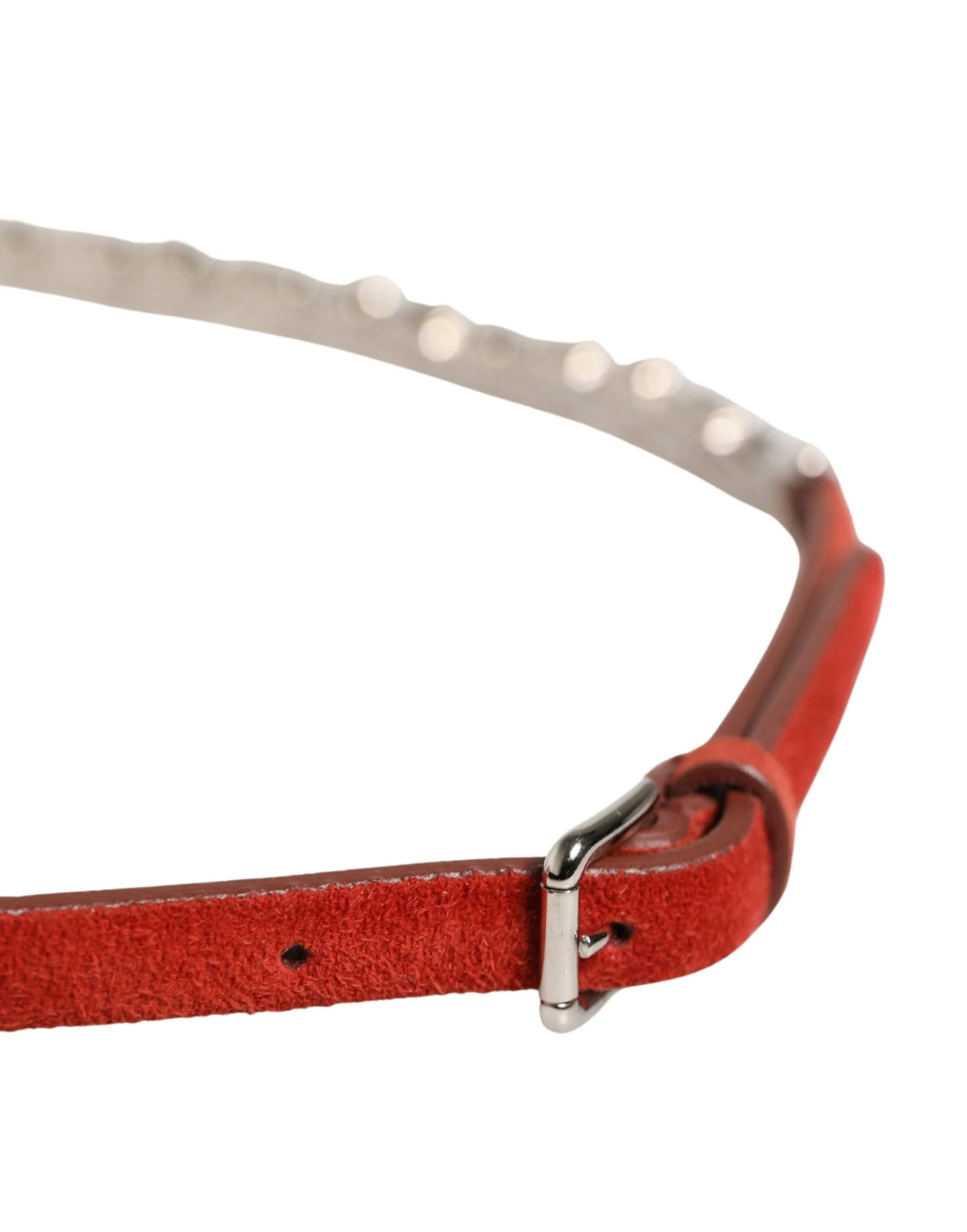 Dolce & Gabbana Red Velvet Crystals Chain Embellished Belt by Dolce & Gabbana