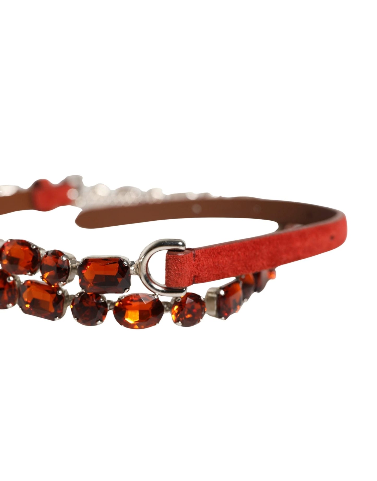 Dolce & Gabbana Red Velvet Crystals Chain Embellished Belt by Dolce & Gabbana