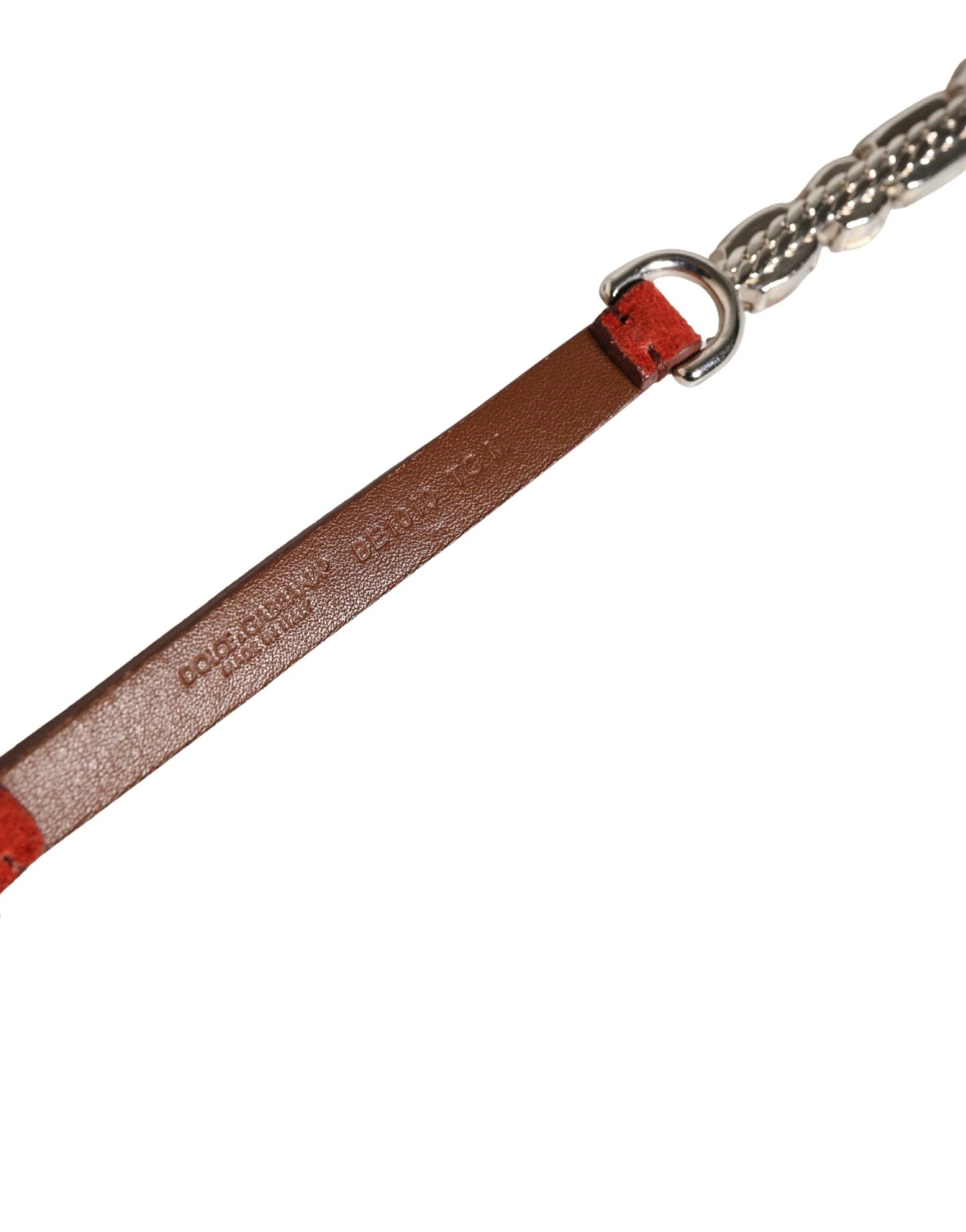 Dolce & Gabbana Red Velvet Crystals Chain Embellished Belt by Dolce & Gabbana