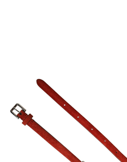 Dolce & Gabbana Red Velvet Crystals Chain Embellished Belt by Dolce & Gabbana