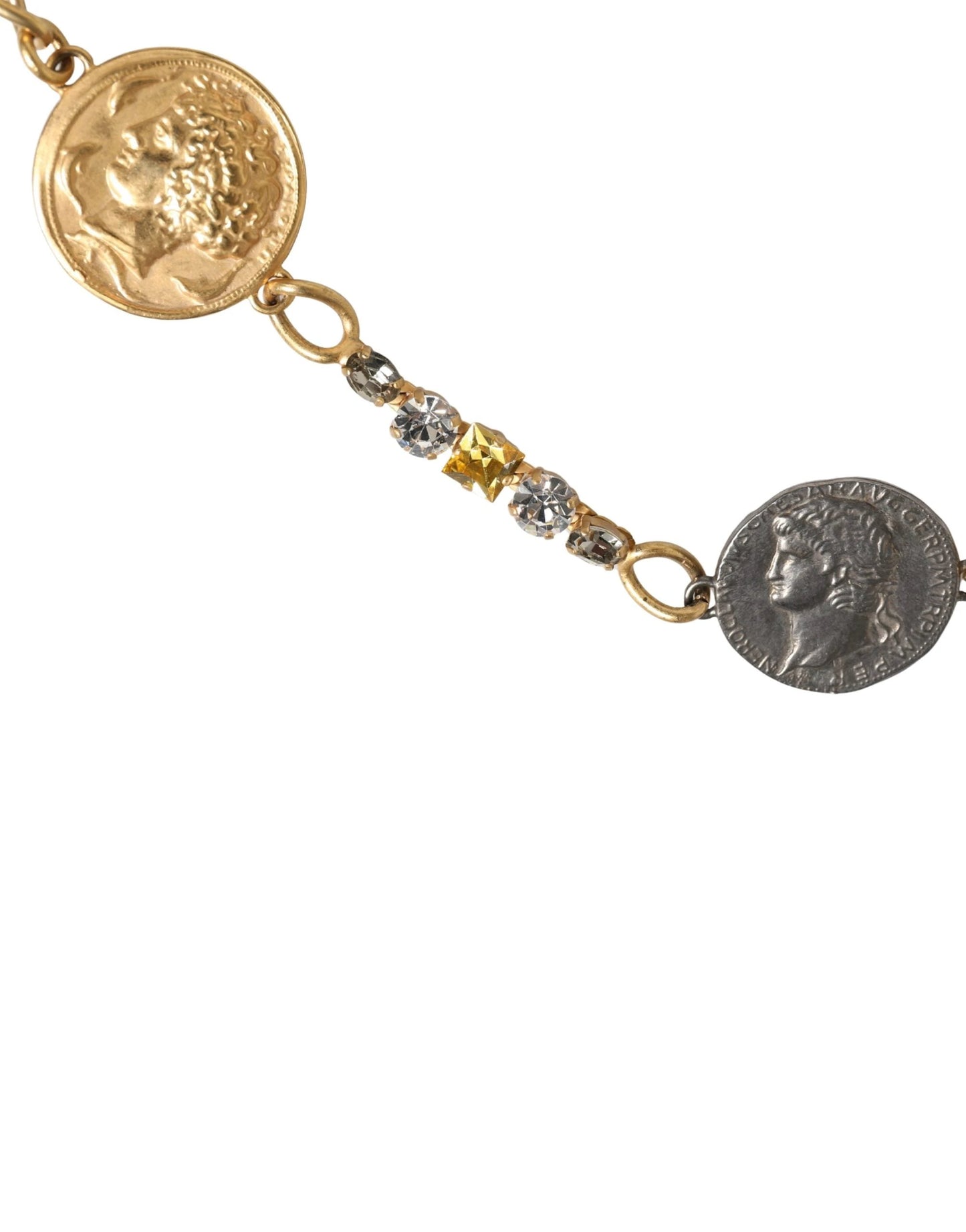 Dolce & Gabbana Gold Brass Chain Coin Embellished Metal Buckle Belt by Dolce & Gabbana