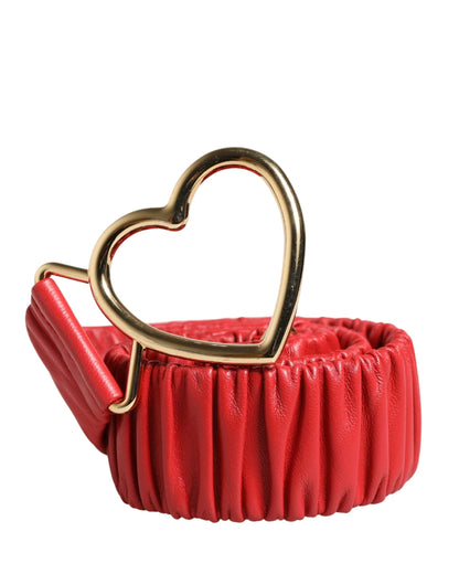 Dolce & Gabbana Red Leather Gold Heart Metal Buckle Belt by Dolce & Gabbana