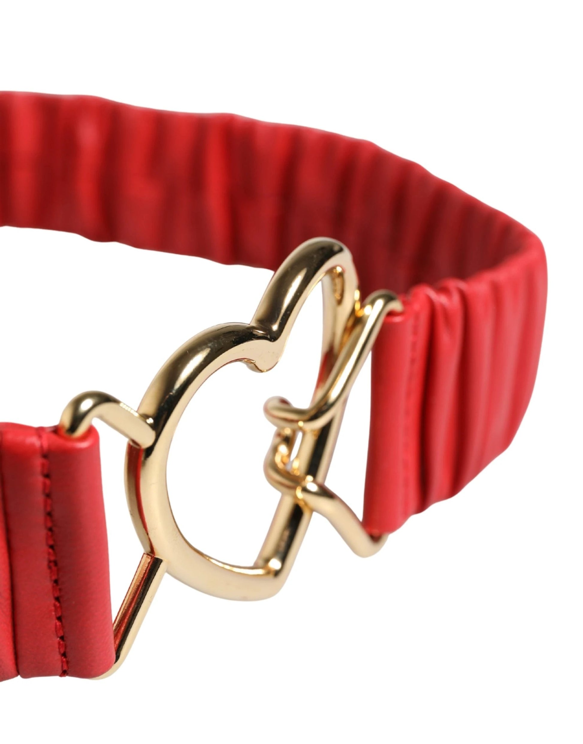 Dolce & Gabbana Red Leather Gold Heart Metal Buckle Belt by Dolce & Gabbana