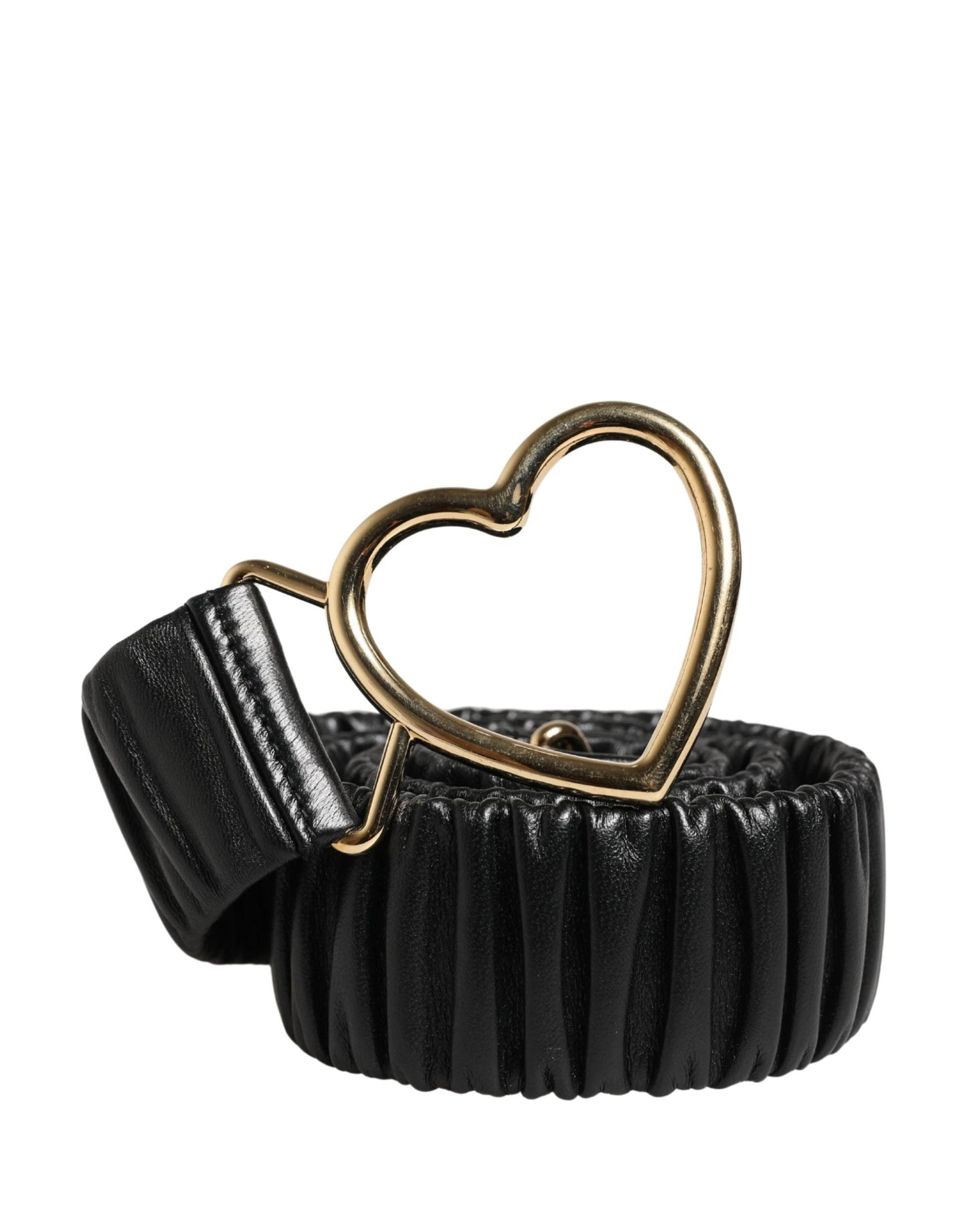 Dolce & Gabbana Black Leather Gold Heart Metal Buckle Belt by Dolce & Gabbana